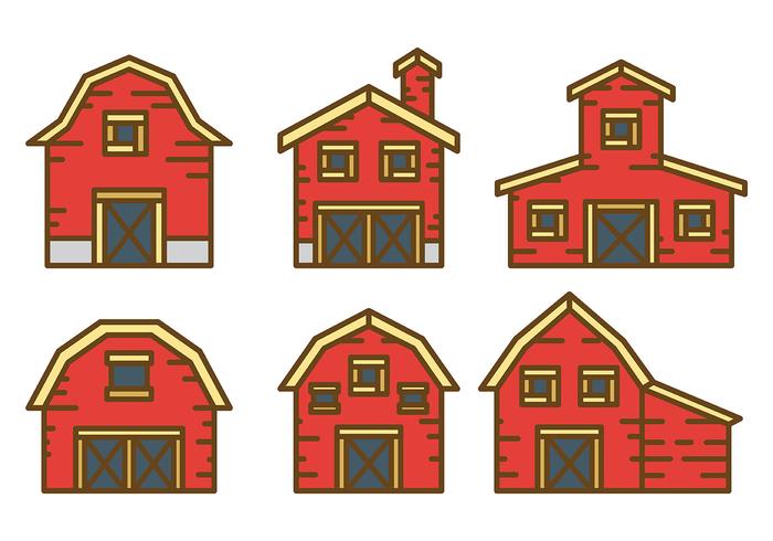 Red Barn Vector Iconos