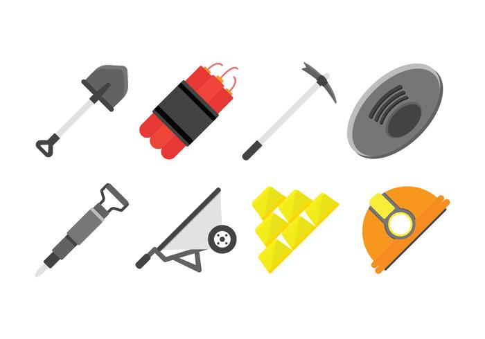 Gold rush vector icons set