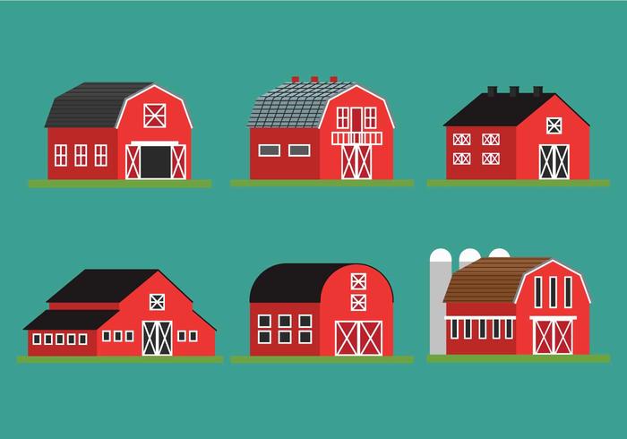 Red barn vector set