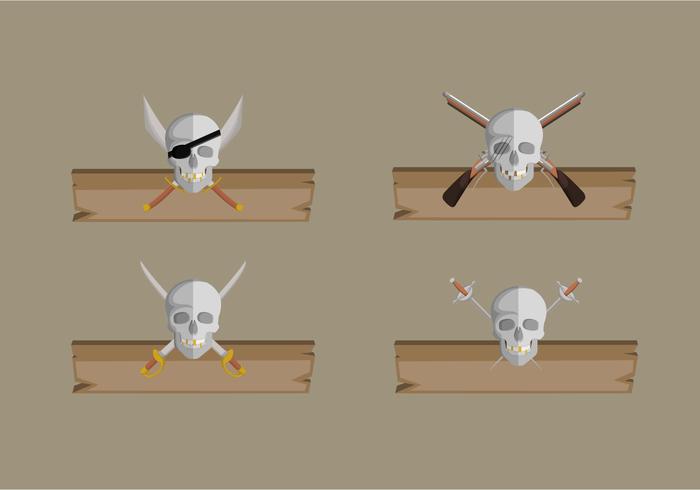 Pirate Banner With Wooden Board Vector Collection