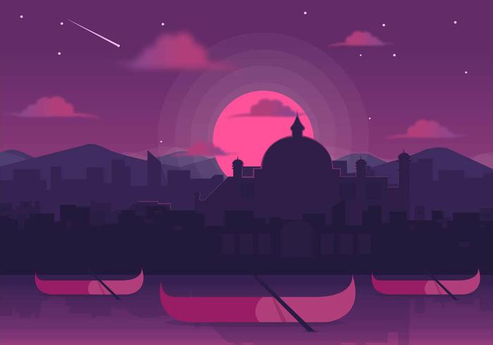 Kerala Sunset Vector Background 