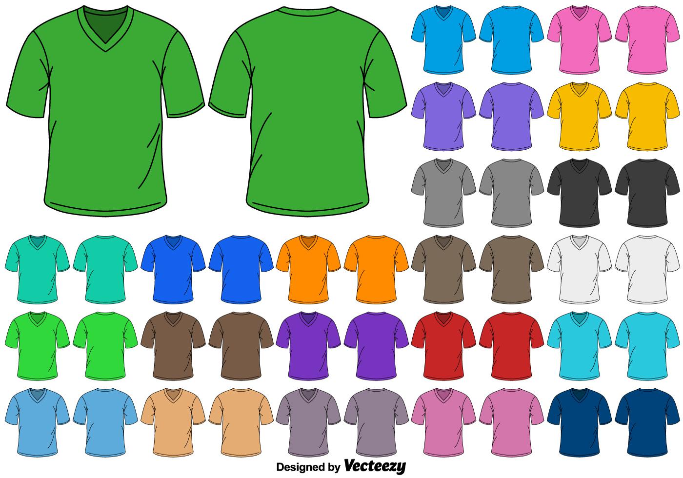 Vector Set Of Color V Neck T Shirts 158078 Vector Art at Vecteezy