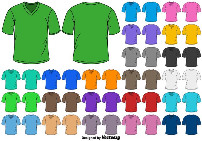 Vector Set Of Color V Neck T Shirts