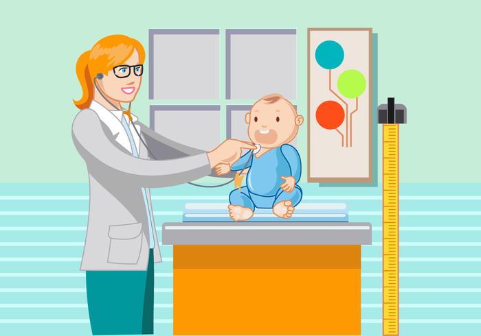 Friendly Female Pediatrician with Baby Vector Friendly Female Pediatrician with Baby Vector