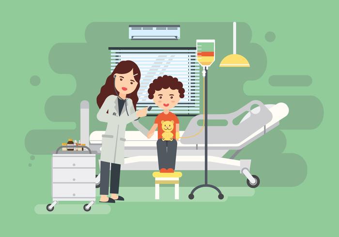 Woman Pediatrician At Clinic Room Vector Illustration