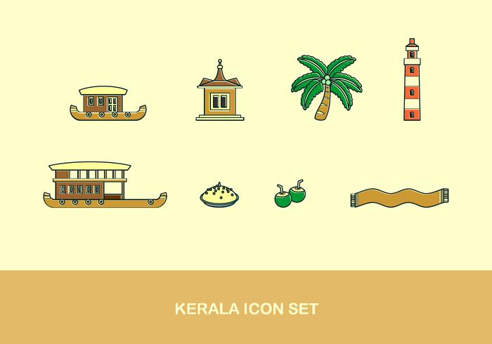 Kerala Icon Set Free Vector