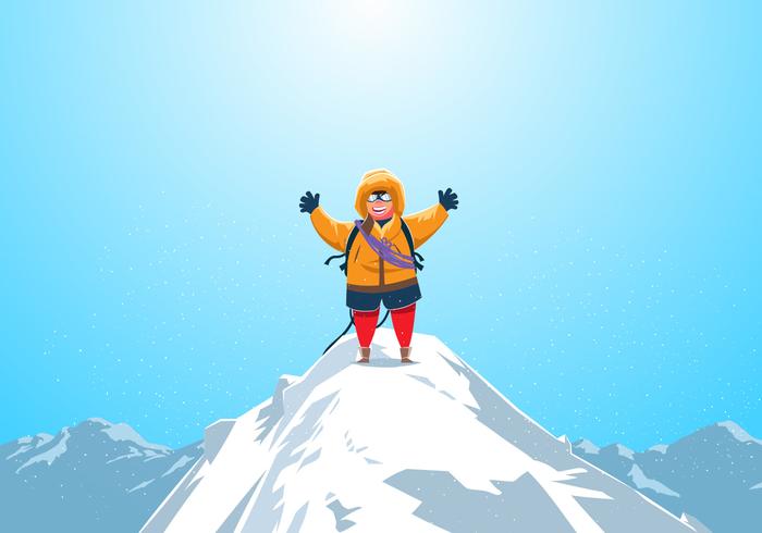 Climber At The Top Of Matterhorn Vector 