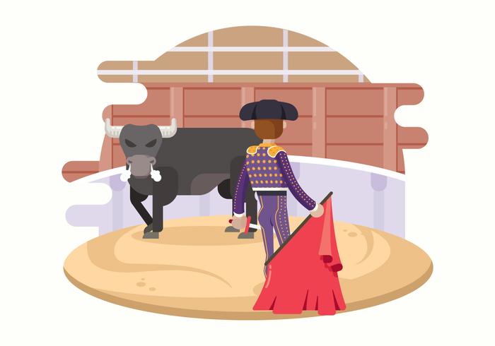 Matador que lucha con un toro vector