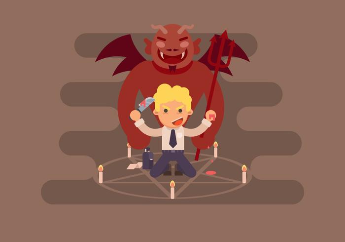 Trato del hombre de negocios con el demonio vector