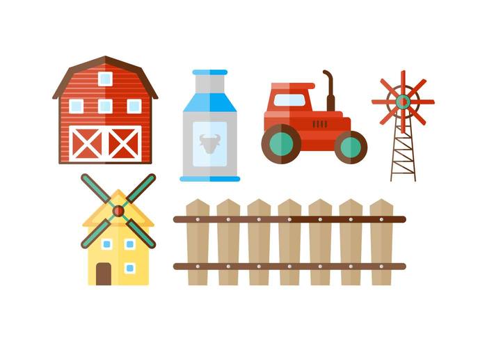 Beautiful Farm and Red Barn Vector