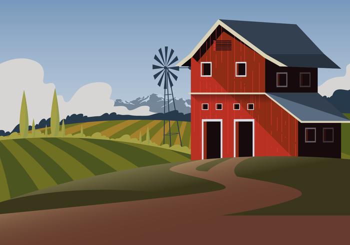 Red Barn Vector Scene 