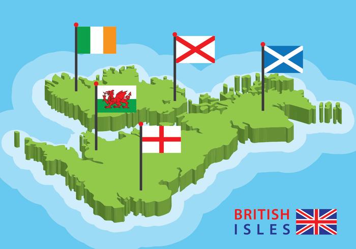 Mapa de Islas Británicas vector