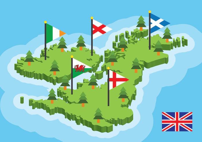 Mapa de Islas Británicas vector