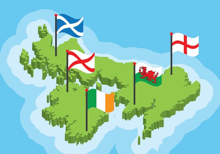 British and Irish Isles Map vector