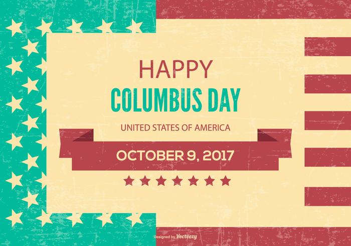 Ilustración retro del día de Columbus del estilo vector