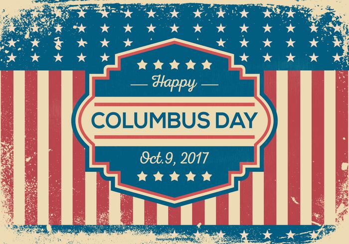 Vintage Grunge Style Columbus Day Illustration vector