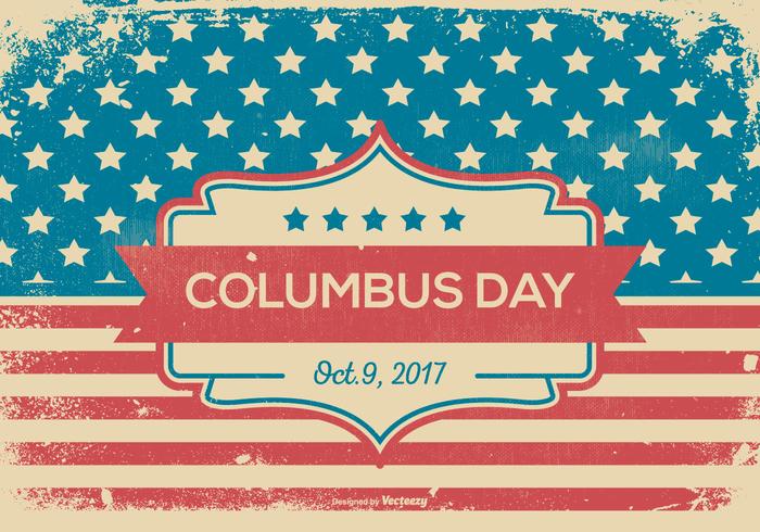 Retro Grunge Style Columbus Day Illustration vector