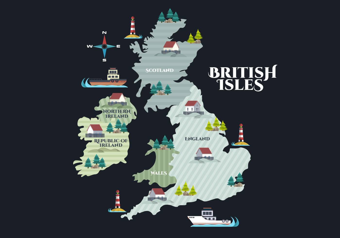 British Isles and Republic of Ireland Vector Illustration 158445 Vector