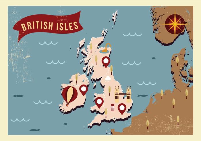 Republic of Ireland and British Isles Map Illustration Vector