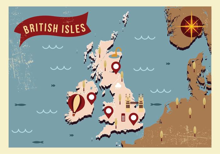 Republic of Ireland and British Isles Map Illustration Vector