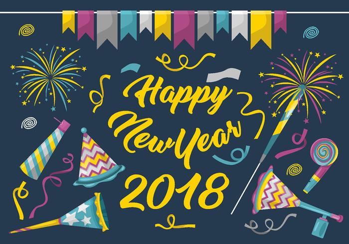 Happy New Year 2018 Vector Set