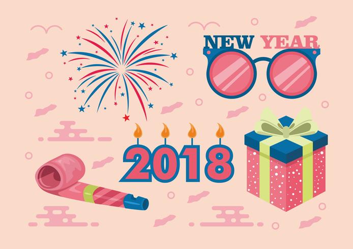 Feliz Año Nuevo 2018 Vector Set