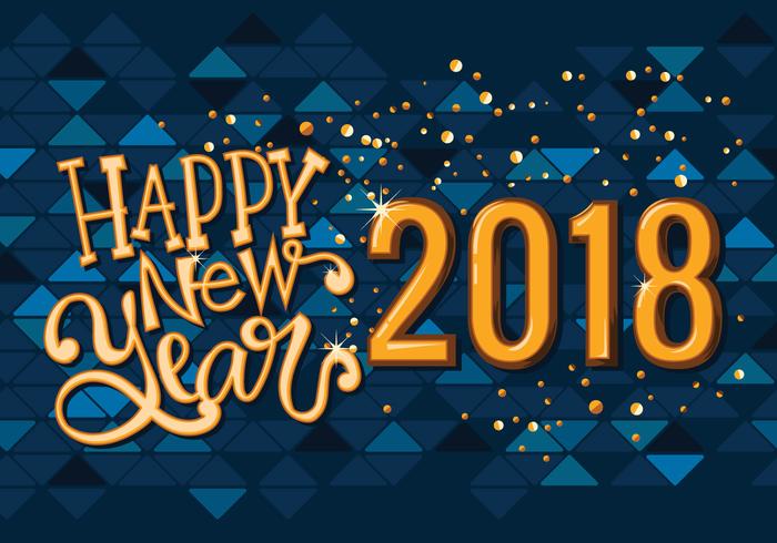 Happy New 2018 Year Greeting Card Vector 