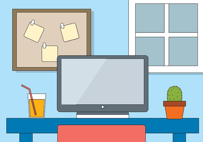 Free Flat Vector Designers Desk Illustration