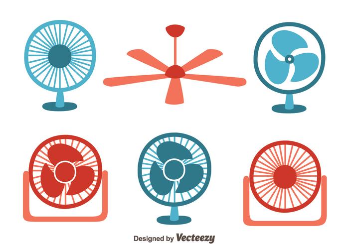 Red And Blue Fan Collection Vector