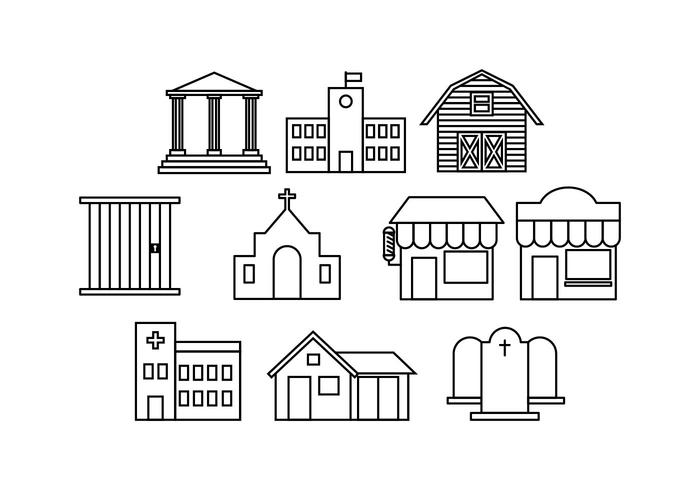 Free Buildings Line Icon Vector