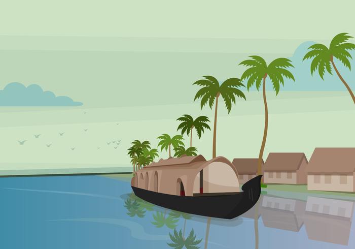 Boat in Kerala Vector Illustration