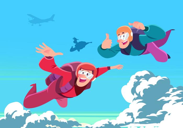 Two Men Skydiving Vector 