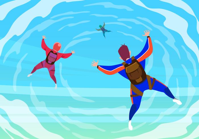 Skydiver, vuelo, cielo, vector