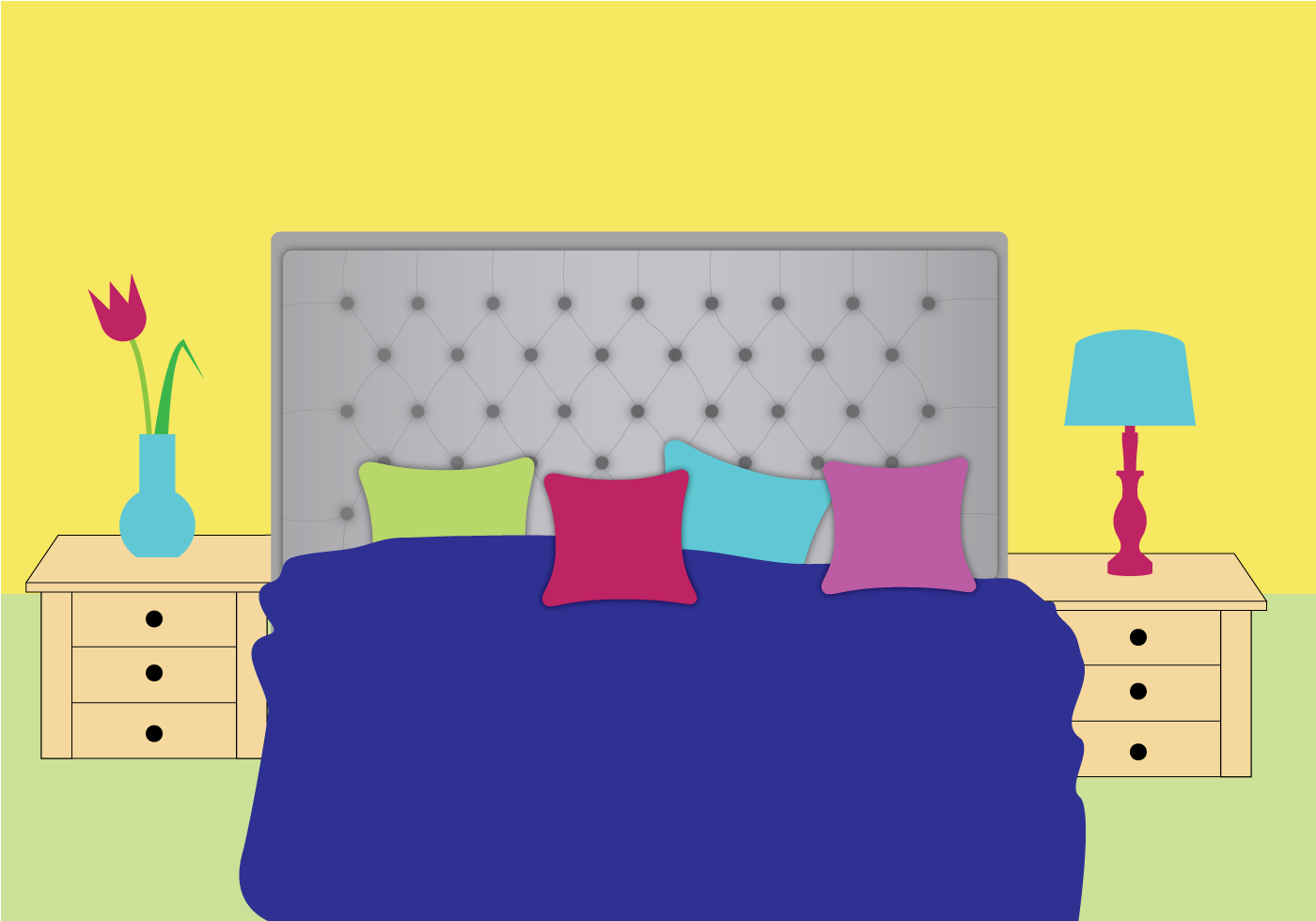 Bedroom with Headboard Vector 158595 Vector Art at Vecteezy