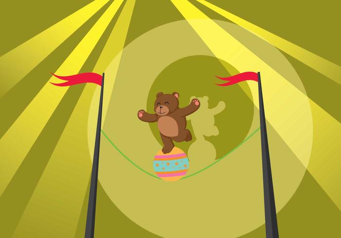 Free Bear Walking On Tightrope Illustration vector