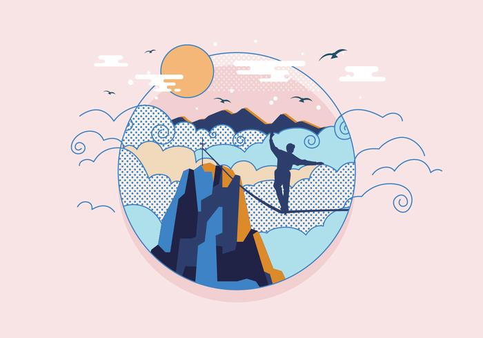 Tightrope Above the Clouds Vector