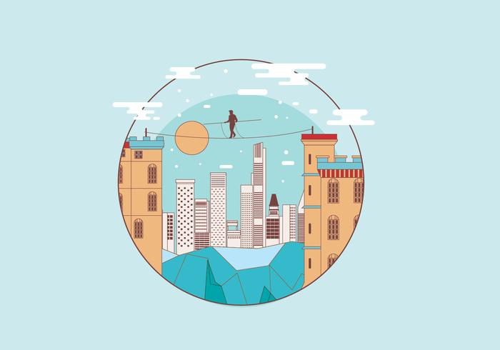 Tightrope in the Building Vector