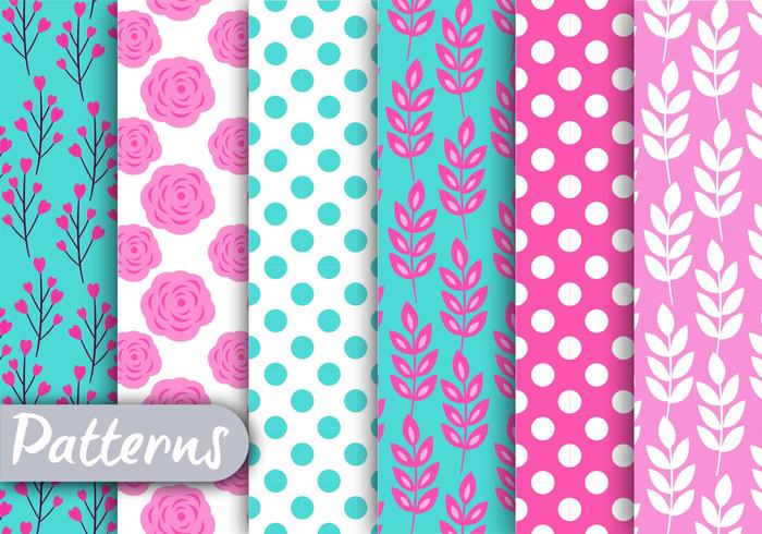 Pink And Blue Floral Pattern Set 158686 Vector Art At Vecteezy