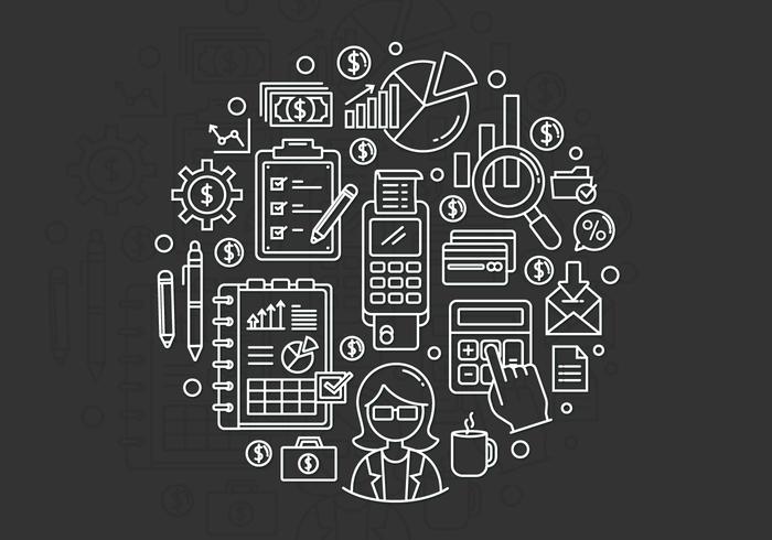 Financial Accounting And Bookkeeping Line Icon Set vector