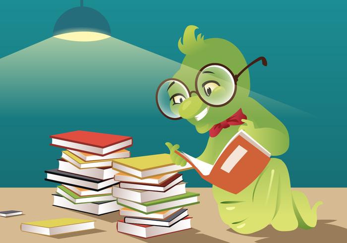 Cute Book Worm Vector 