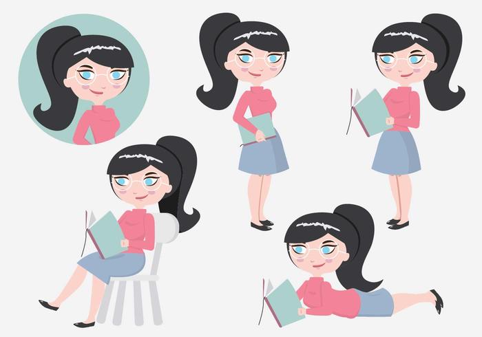 Student Bookworm Character Vectors