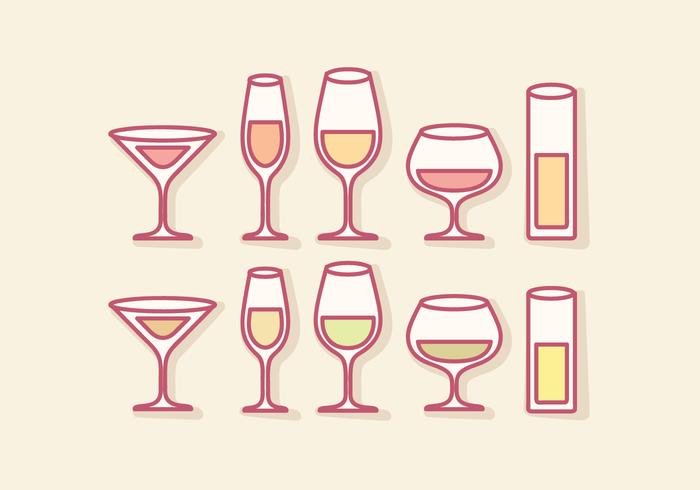 Vector Outline Mocktail Glasses