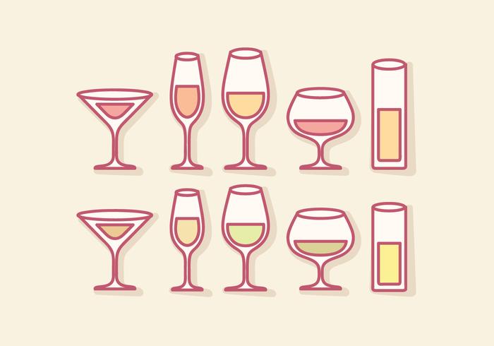 Vector Outline Mocktail Glasses