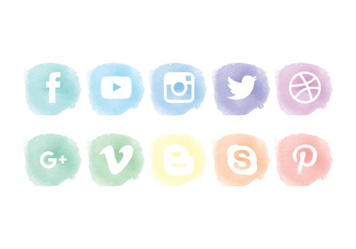 Vector Watercolor Social Media Icons