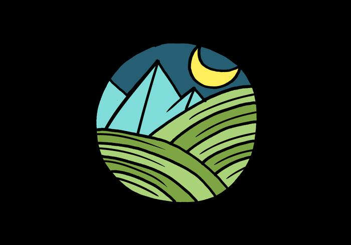 Night outdoor circle badge vector