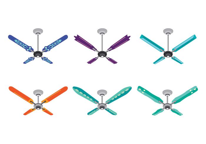 Set of Ceiling Fans with White Background vector
