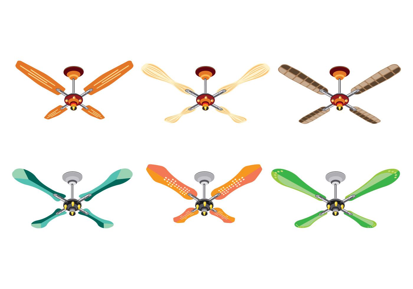Close up Set of Vintage Ceiling Fan with Light 158884 Vector Art at