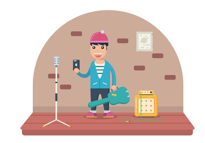 Young Musician on Old Stage vector