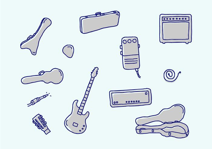 Guitarra Y Iconos Vectoriales Relacionados vector