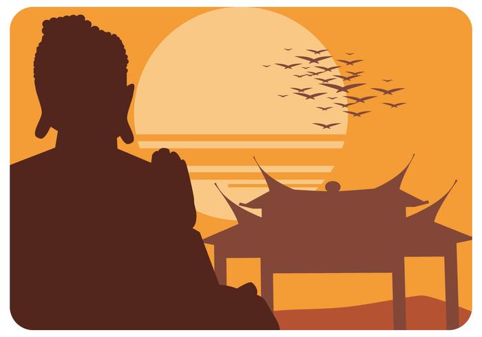 Silhouette of Buddah Statue Vector